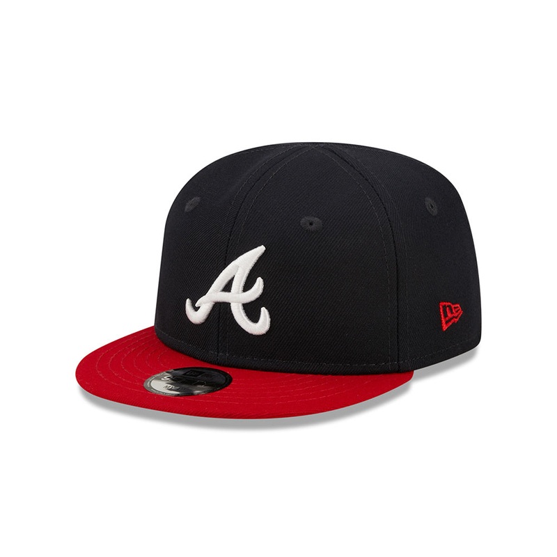 (Infant) Atlanta Braves New Era MLB 9FIFTY 950 Adjustable Cap Hat Navy Crown Red Visor White Logo Two-Tone (My 1st First)