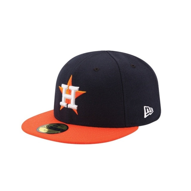 (Infant) Houston Astros New Era MLB 59FIFTY 5950 Fitted Cap Hat Navy Crown Orange Visor Team Color Logo (My 1st First)