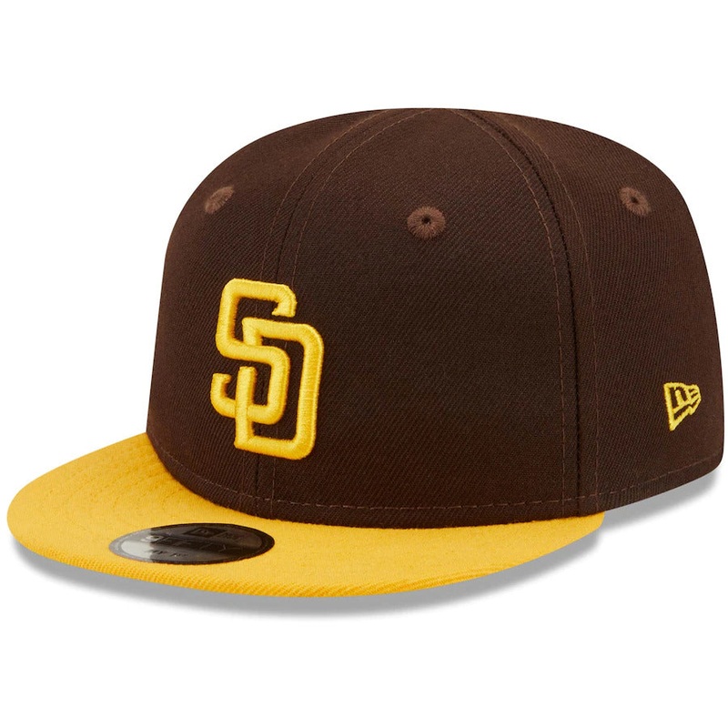 (Infant) San Diego Padres New Era MLB 9FIFTY 950 Adjustable Cap Hat Dark Brown Crown Yellow Visor Yellow Logo (My 1st First)