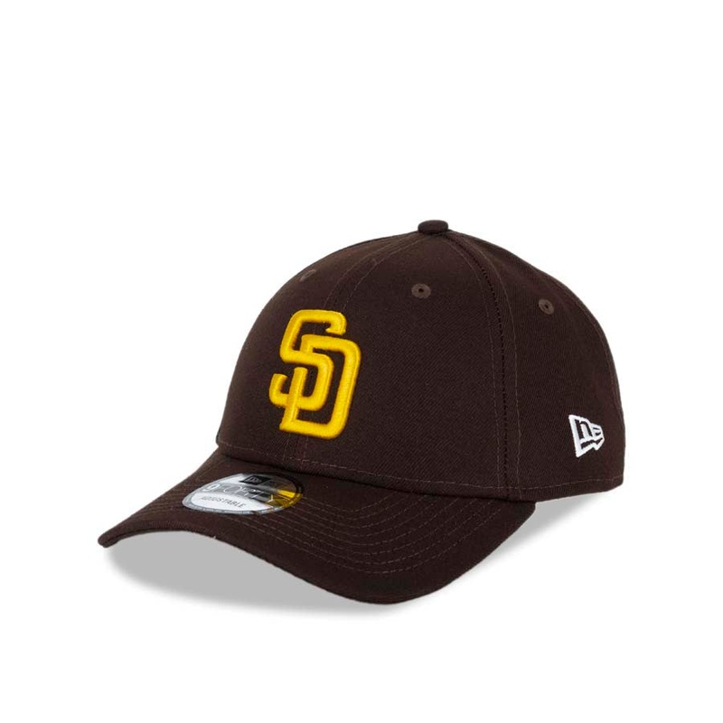 San Diego Padres New Era MLB 9FORTY 940 Adjustable Cap Hat Dark Brown Crown/Visor Yellow Logo Friar Back Logo