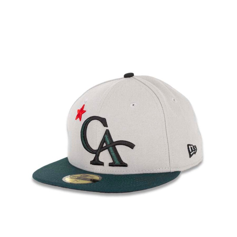 CALI CALIfornia New Era 59FIFTY 5950 Fitted Cap Hat Gray Crown Green Visor Green/Black/Red CA with Star Logo