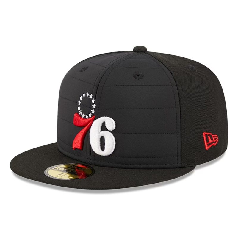 New Era Philadelphia 76ers Black Quilt 2023 59FIFTY Fitted Hat