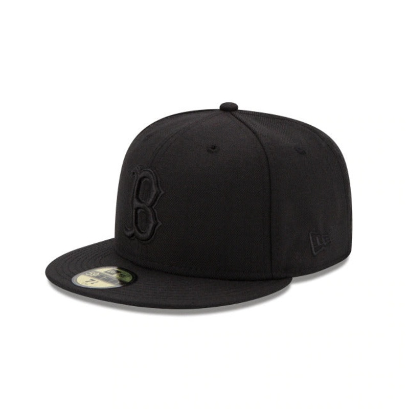 Boston Red Sox New Era MLB 59FIFTY 5950 Fitted Cap Hat Black Crown/Visor Black Logo