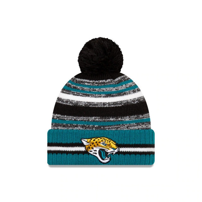 Jacksonville Jaguars New Era NFL Cuffed Pom Knit Black/Blue/White Team Color Logo