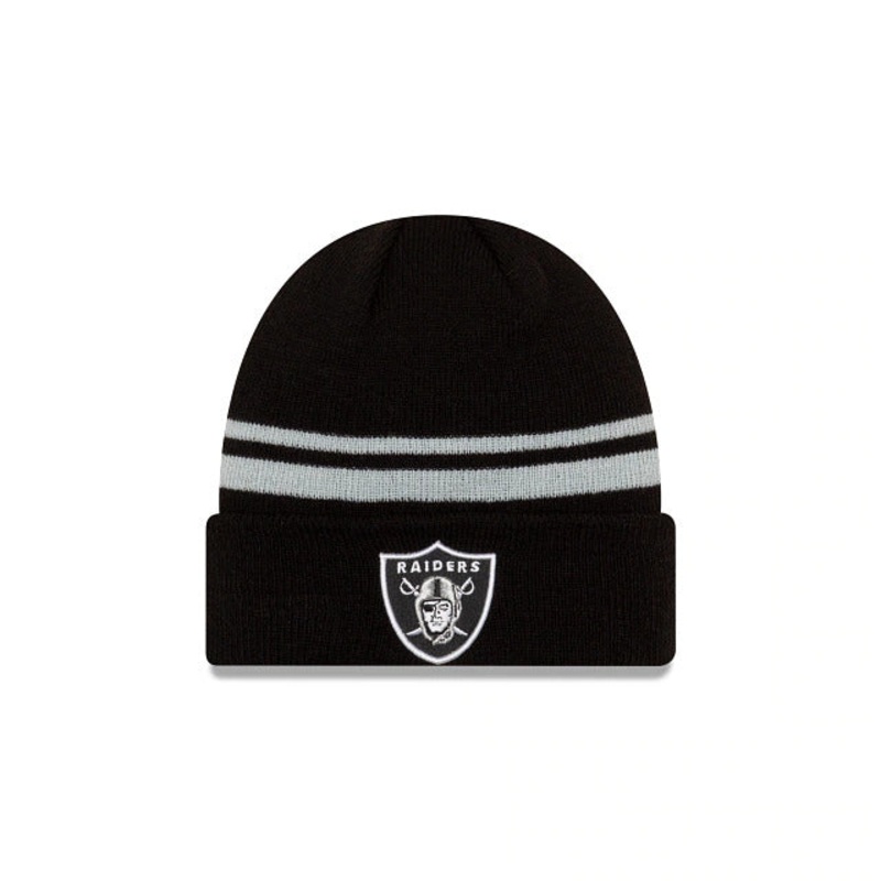 Las Vegas Raiders New Era Cuffed Knit Beanie Cuff Hat Black/Gray Crown/Visor Team Color Logo