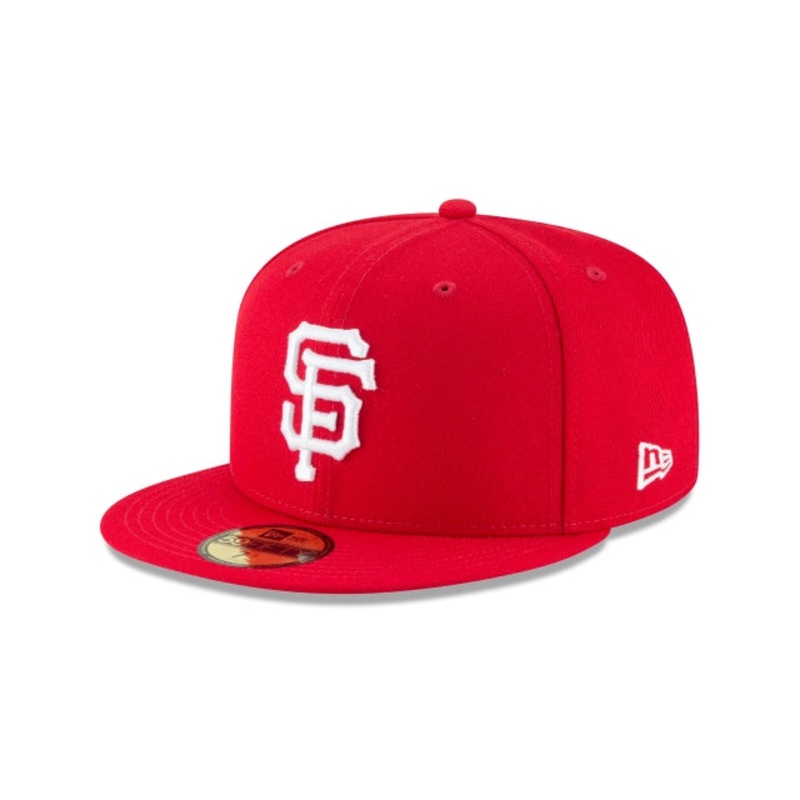 San Francisco Giants MLB Fitted Cap Hat Red Crown/Visor White Logo