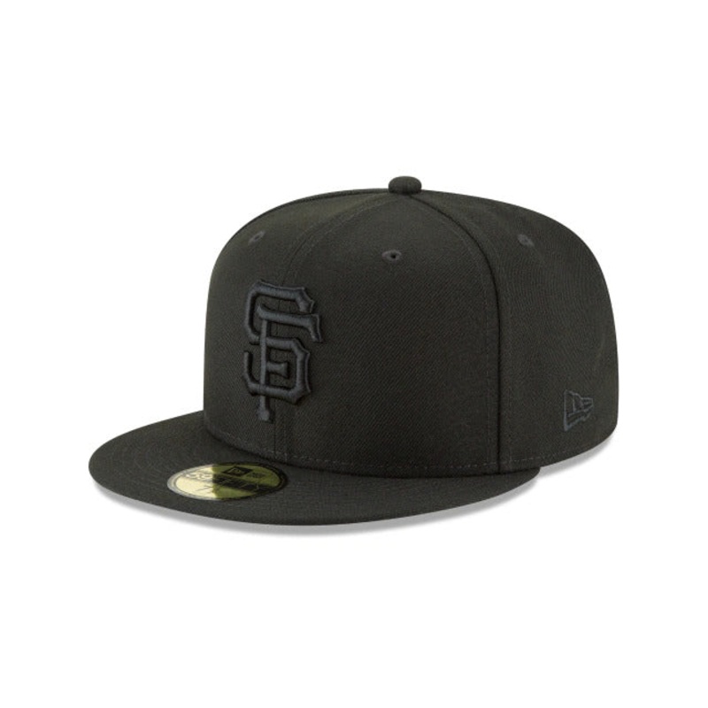San Francisco Giants New Era MLB 59FIFTY 5950 Fitted Cap Hat Black Crown/Visor Black Logo