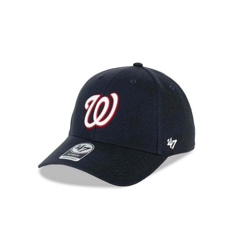 Washington Nationals ’47 Brand MLB MVP Adjustable Cap Hat Navy Crown/Visor White/Red Logo