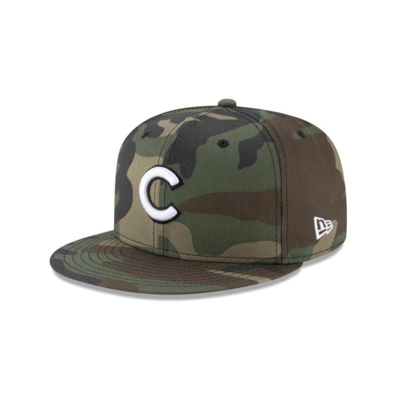 Chicago Cubs New Era MLB 59FIFTY 5950 Fitted Cap Hat Camo Crown/Visor White/Black Logo