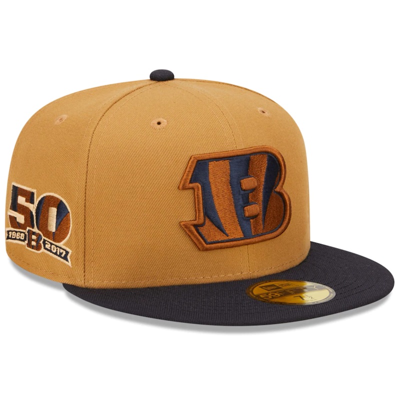 New Era Cincinnati Bengals Tan/Navy 50th Season Wheat 59FIFTY Fitted Hat
