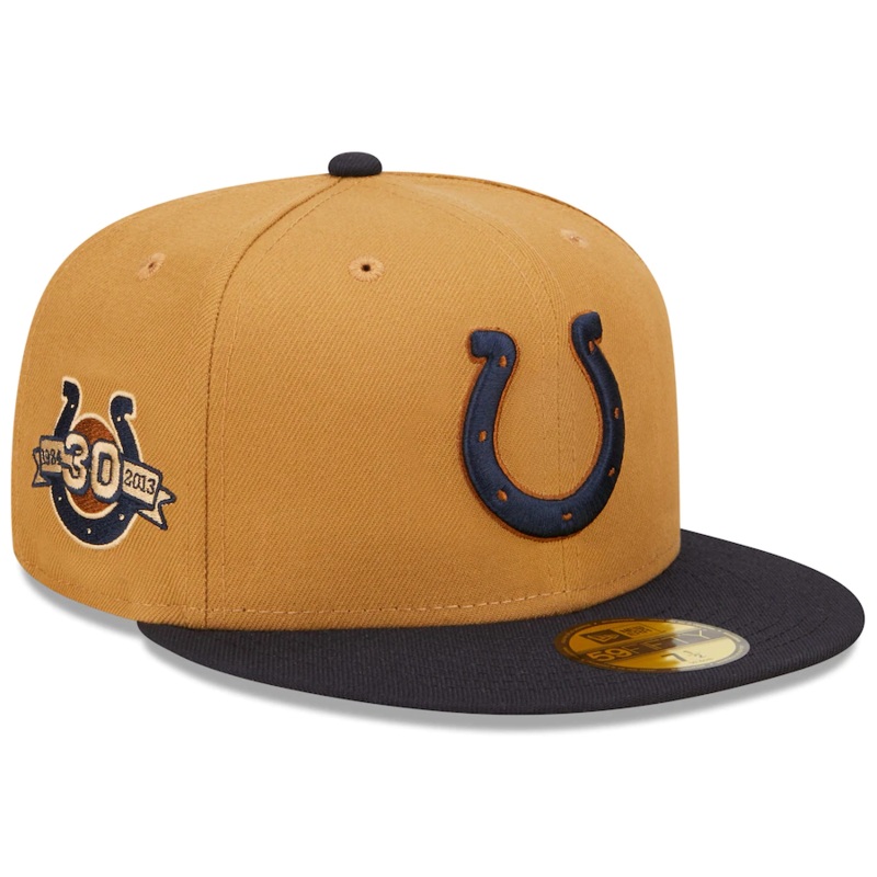 New Era Indianapolis Colts Tan/Navy 30th Season Wheat 59FIFTY Fitted Hat