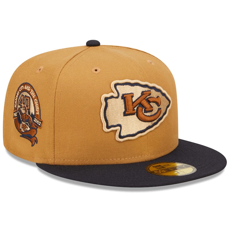 New Era Kansas City Chiefs Tan/Navy 40th Season Wheat 59FIFTY Fitted Hat