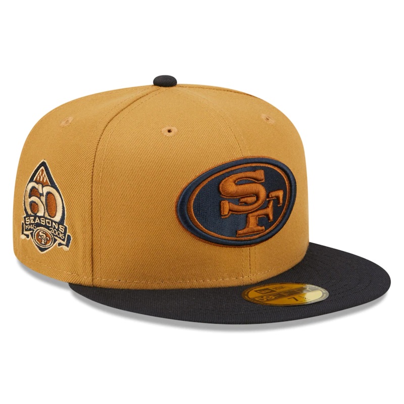 New Era San Francisco 49ers Tan/Navy 60 Seasons Wheat 59FIFTY Fitted Hat