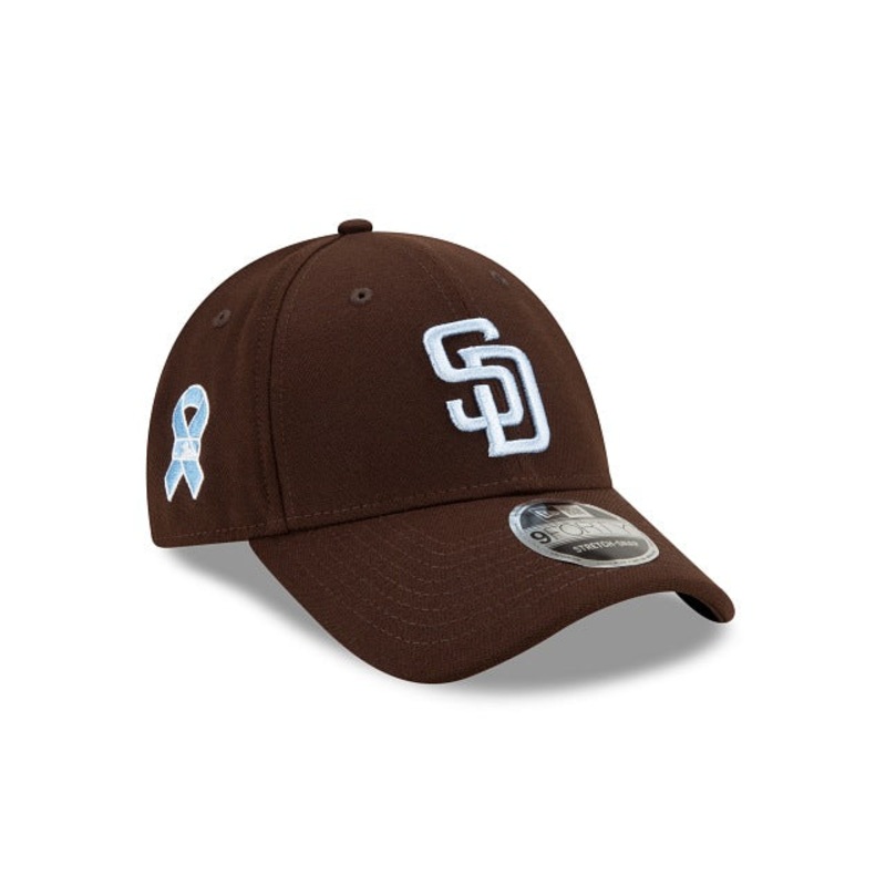 San Diego Padres New Era MLB 9FORTY 940 Adjustable Cap Hat Brown Crown/Visor Sky Blue Logo (Fathers Day)