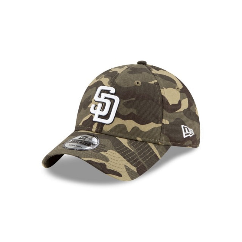 San Diego Padres New Era MLB 9TWENTY 920 Adjustable Cap Hat Camo (Desert) Crown/Visor White Logo Salute to Service Side Patch