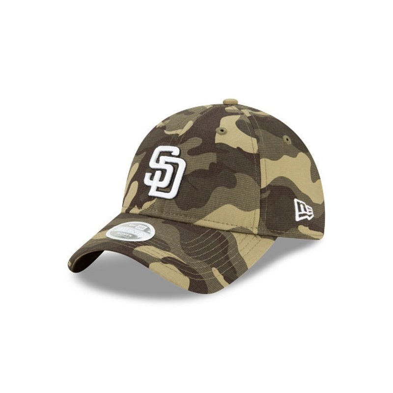 (Women) San Diego Padres New Era MLB 9TWENTY 920 Adjustable Cap Hat Camo (Desert) Crown/Visor White Logo
