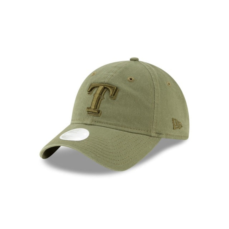 (Women) Texas Rangers New Era MLB 9TWENTY 920 Adjustable Cap Hat Olive Green Crown/Visor Olive Logo