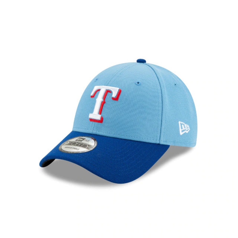 Texas Rangers New Era MLB 9FORTY 940 Adjustable Cap Hat Sky Blue Crown Royal Blue Visor White/Red Logo
