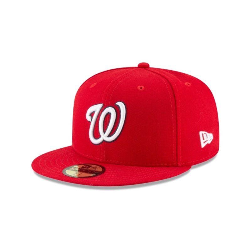 Washington Nationals New Era MLB 59FIFTY 5950 Fitted Cap Hat Red Crown/Visor White/Black Logo