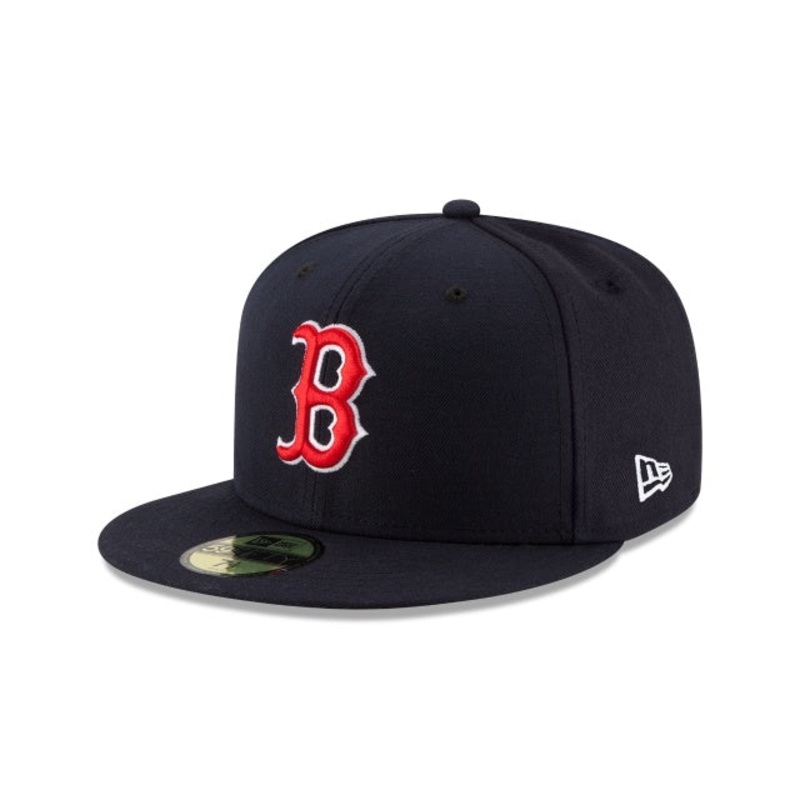 (Youth) Boston Red Sox New Era 59FIFTY 5950 Kid Fitted Cap Hat Navy Crown/Visor Red/White Logo