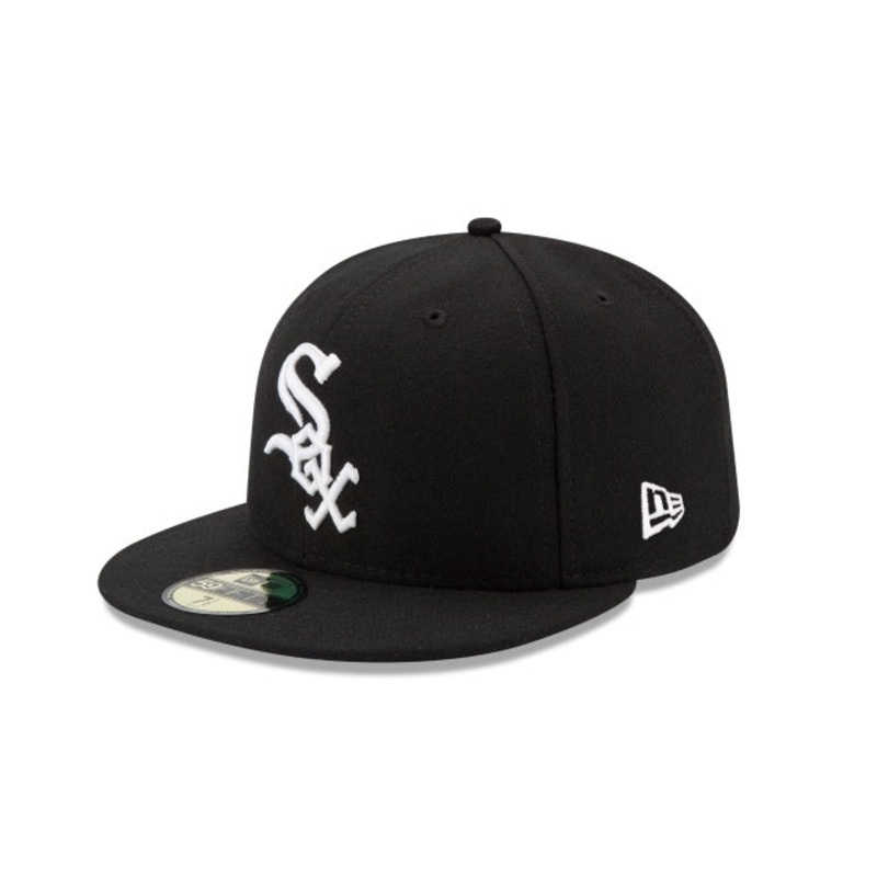 (Youth) Chicago White Sox New Era MLB 59FIFTY 5950 Kid Fitted Cap Hat Black Crown/Visor White Logo