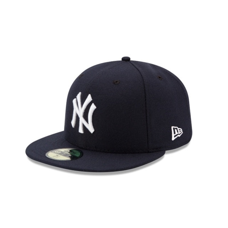 (Youth) New York Yankees New Era MLB 59FIFTY 5950 Kid Fitted Cap Hat Navy Crown/Visor White Logo