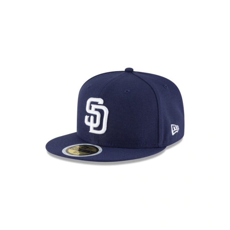 (Youth) San Diego Padres New Era MLB 59FIFTY 5950 Kid Fitted Cap Hat Navy Blue Crown/Visor White Logo
