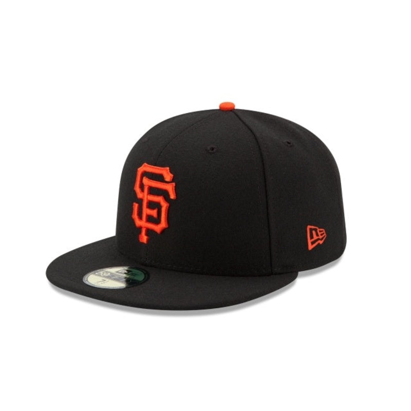 (Youth) San Francisco Giants New Era 59FIFTY 5950 Fitted Cap Hat Black Crown/Visor Orange Logo