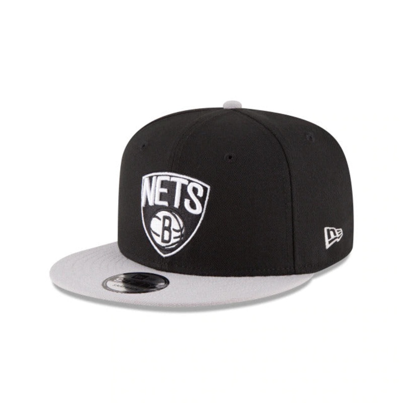 Brooklyn Nets New Era NBA 9FIFTY 950 Snapback Cap Hat Black Crown Gray Visor Black/White Logo