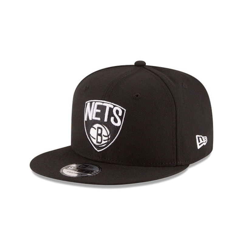 Brooklyn Nets New Era NBA 9FIFTY 950 Snapback Cap Hat Black Crown/Visor Black/White Logo
