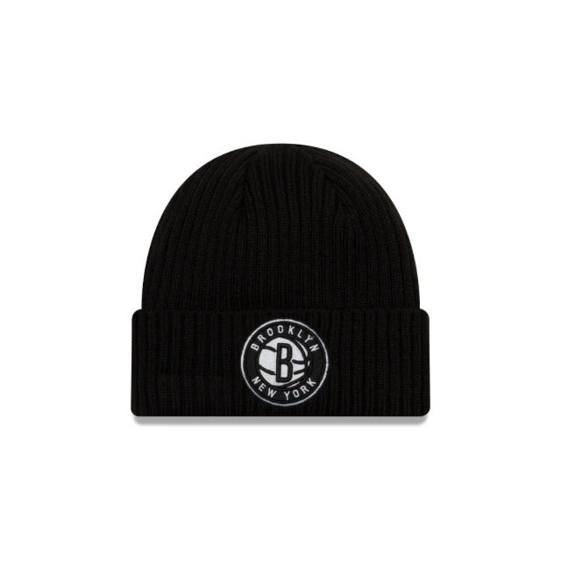 Brooklyn Nets New Era NBA Cuffed Knit Beanie Black Team Color Logo