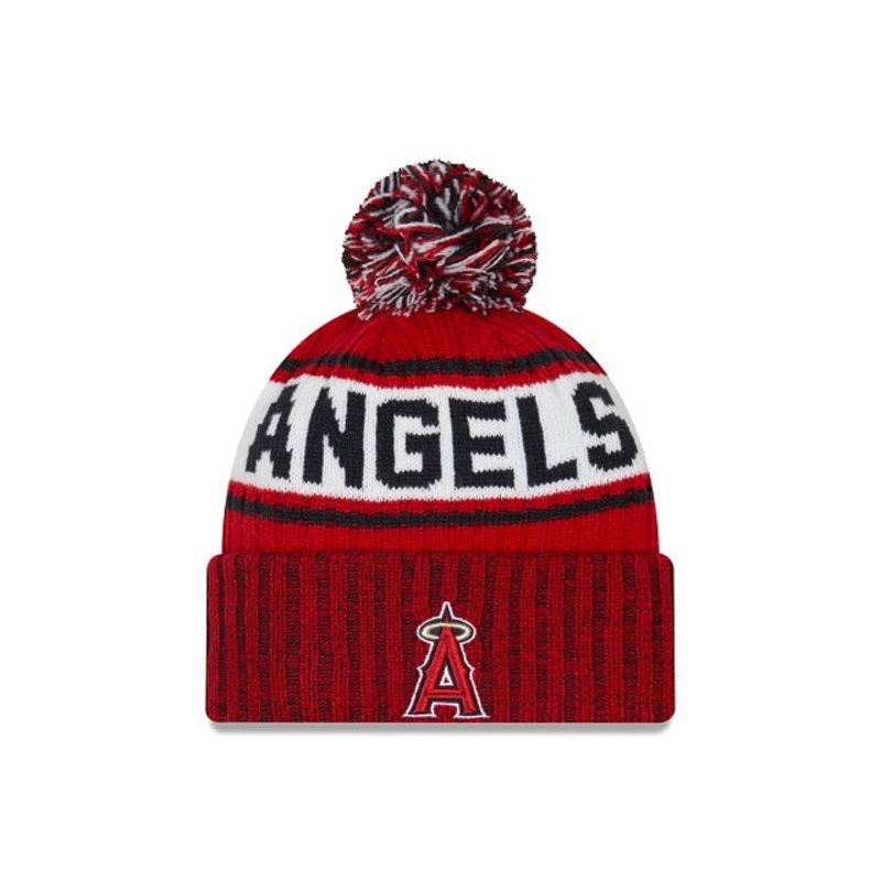 Los Angeles Anaheim Angels New Era MLB Cuffed Pom Knit Red/White Team Color Logo
