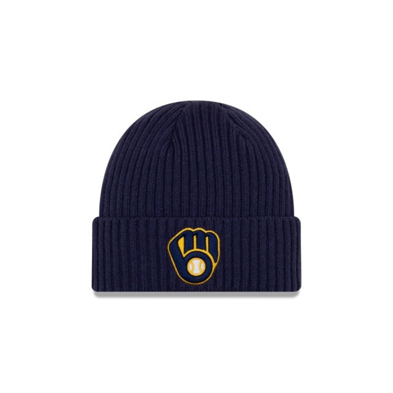 Milwaukee Brewers New Era MLB Cuffed Knit Beanie Navy Team Color Logo