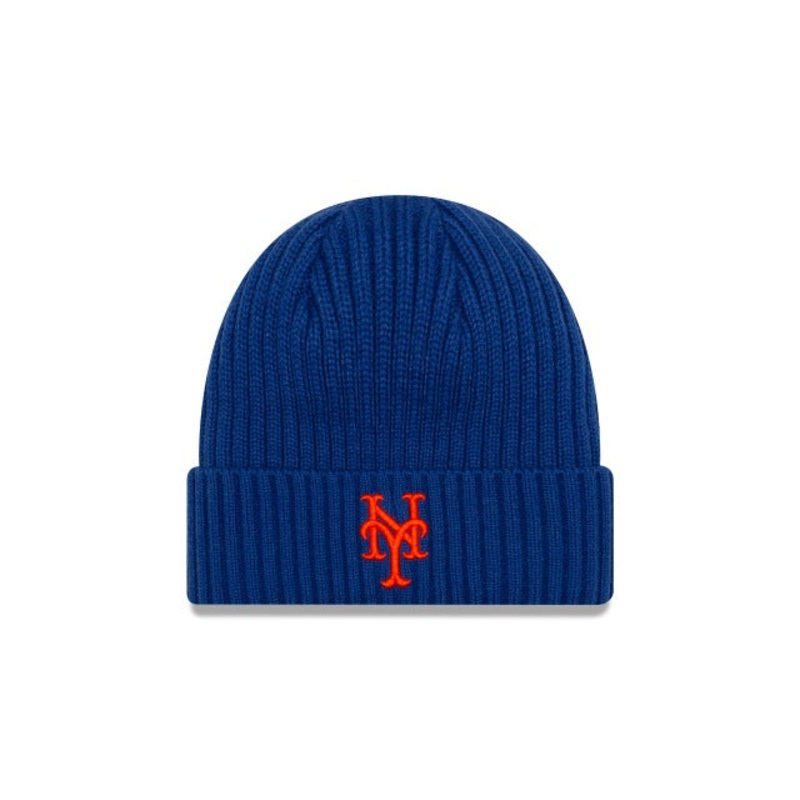 New York Mets New Era MLB Cuffed Knit Beanie Royal Blue Team Color Logo