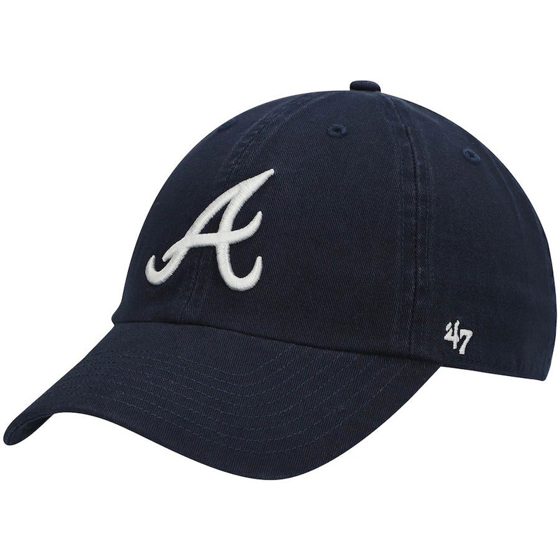 Atlanta Braves ’47 Brand MLB Clean Up Adjustable Cap Hat Navy Crown/Visor White Logo