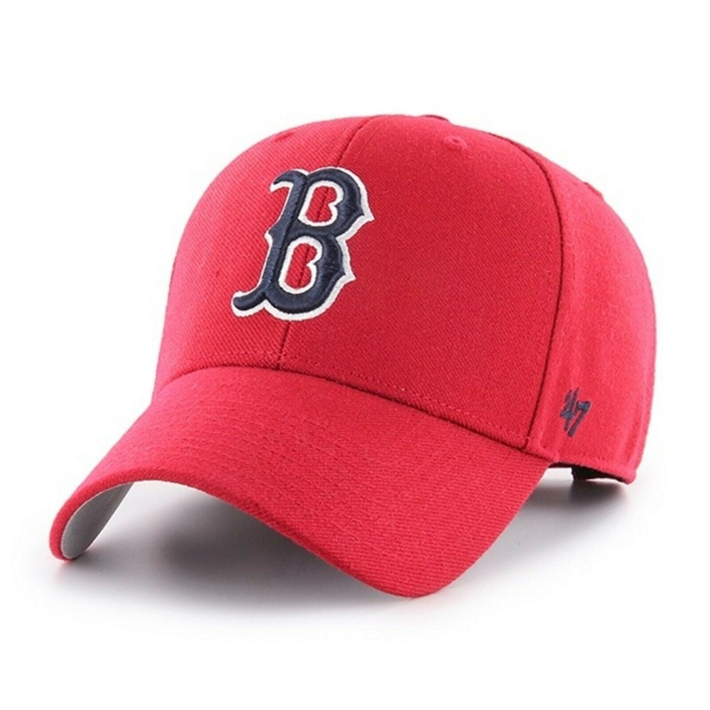 Boston Red Sox ’47 Brand MLB MVP Adjustable Cap Hat Red Crown/Visor Navy/White Logo