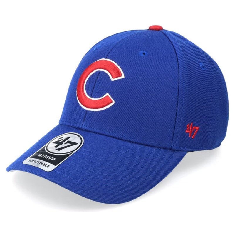 Chicago Cubs ’47 Brand MLB MVP Adjustable Cap Hat Royal Blue Crown/Visor Red/White Logo
