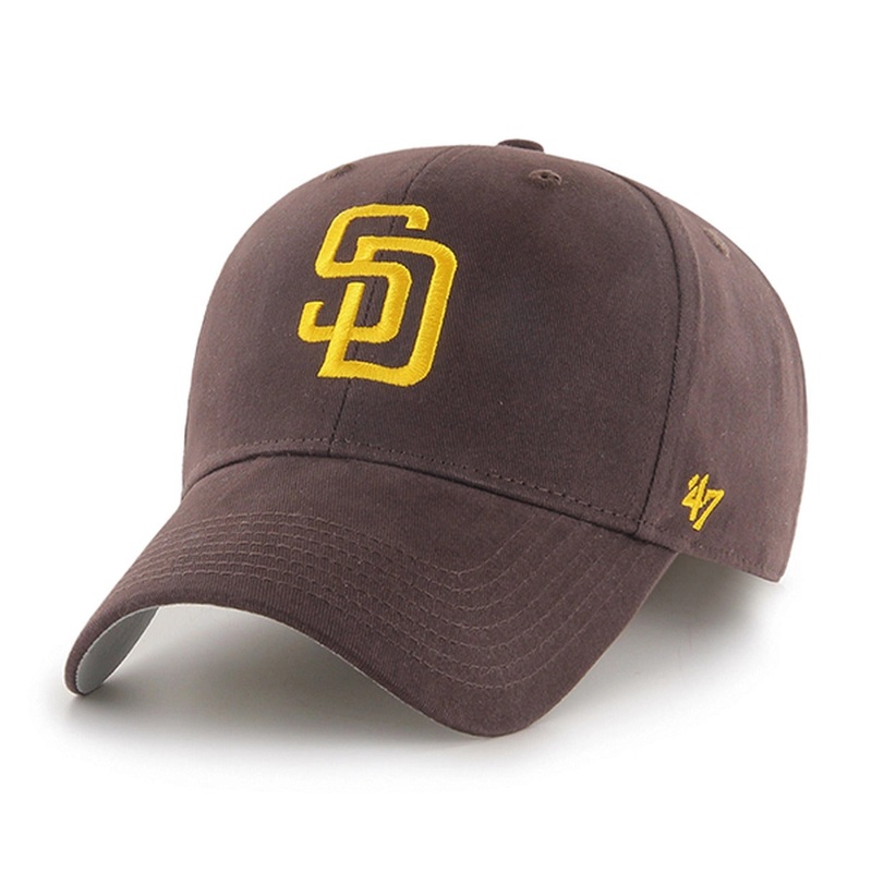 (Youth) San Diego Padres ’47 Brand MLB MVP Adjustable Cap Hat Brown Crown/Visor Yellow Logo