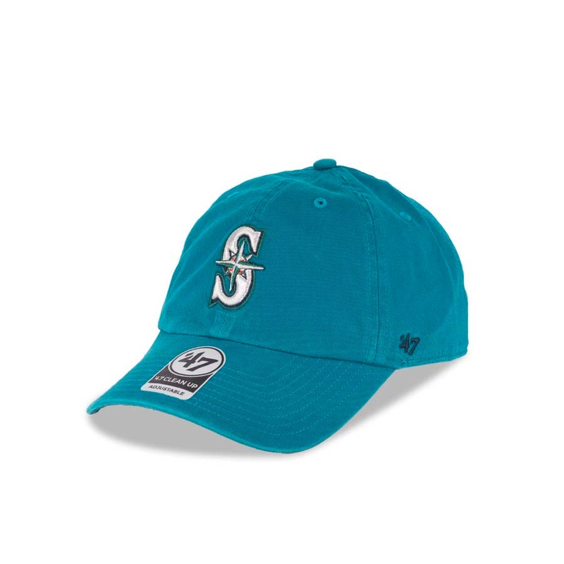Seattle Mariners ’47 Brand MLB Clean Up Adjustable Cap Hat Teal Crown/Visor Team Color Logo