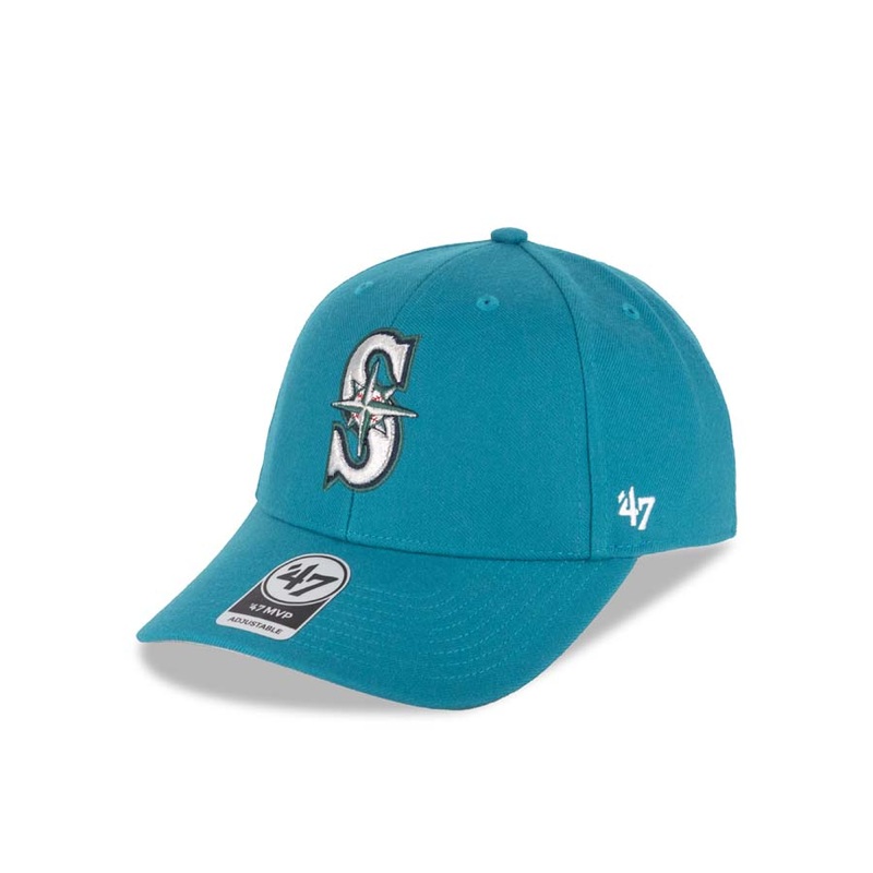 Seattle Mariners ’47 Brand MLB MVP Adjustable Cap Hat Teal Crown/Visor Team Color Logo