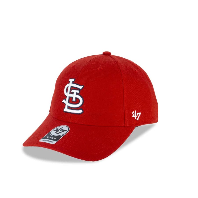 St. Louis Cardinals ’47 Brand MLB MVP Adjustable Cap Hat Red Crown/Visor White/Navy Logo