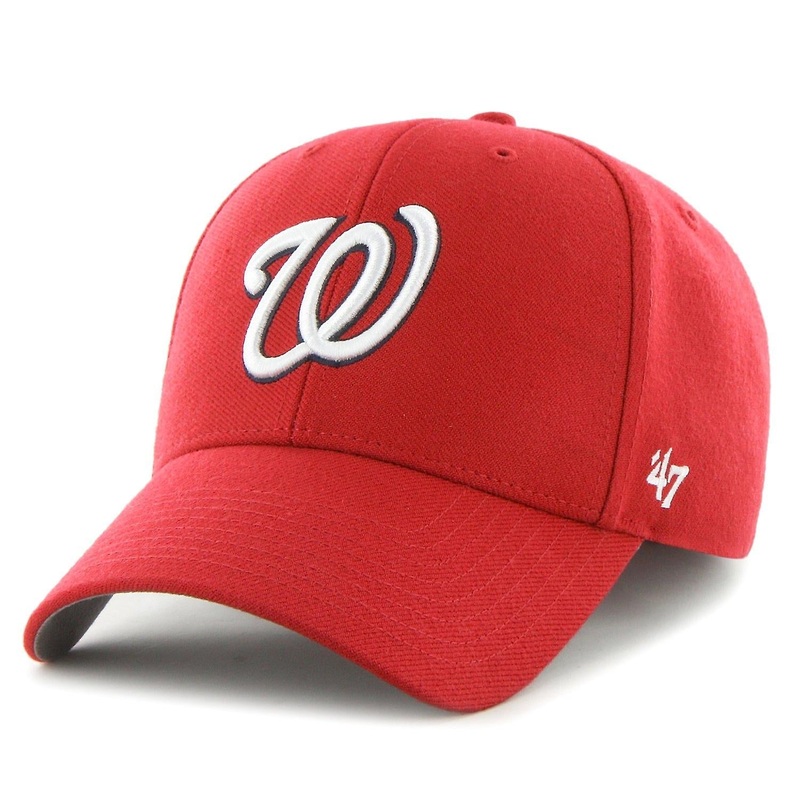 Washington Nationals ’47 Brand MLB MVP Adjustable Cap Hat Red Crown/Visor White/Navy Logo