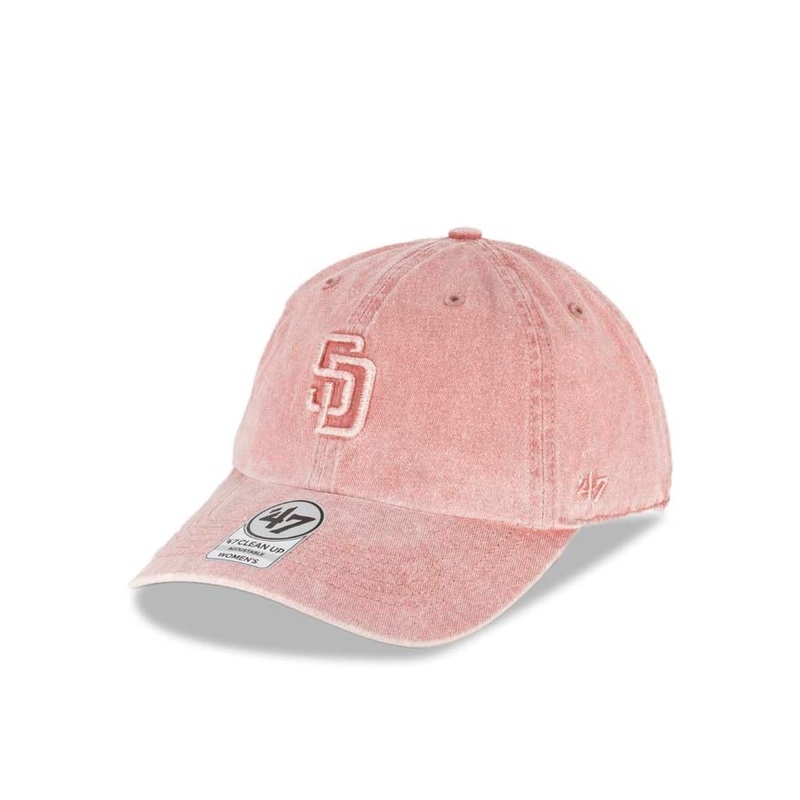 (Women) San Diego Padres ’47 Brand MLB Clean Up Adjustable Cap Hat Misty Pink Crown/Visor Misty Pink Logo