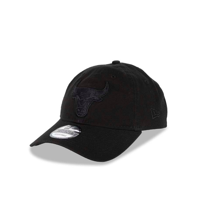 Chicago Bulls New Era NBA 9TWENTY 920 Adjustable Cap Hat Black Crown/Visor Black Logo