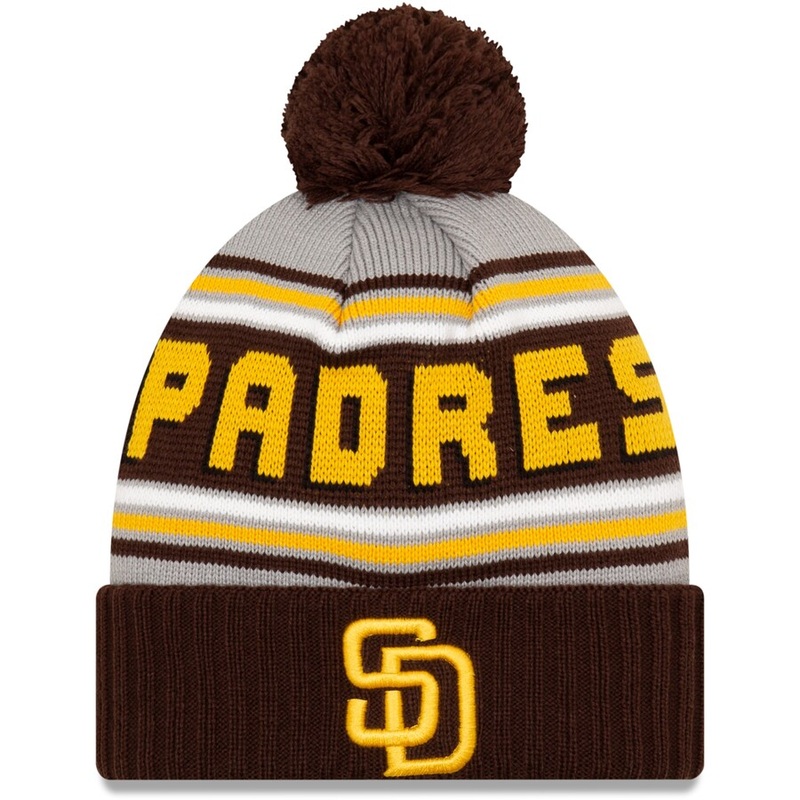 San Diego Padres New Era MLB Cuffed Pom Knit Gray/Brown Team Color Logo