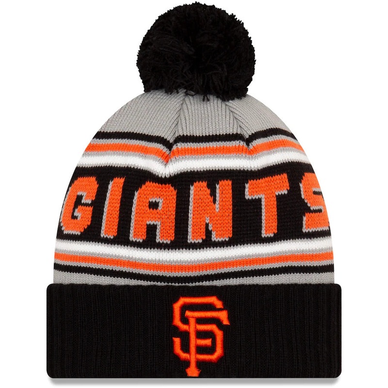 San Francisco Giants New Era MLB Cuffed Pom Knit Gray/Black Team Color Logo
