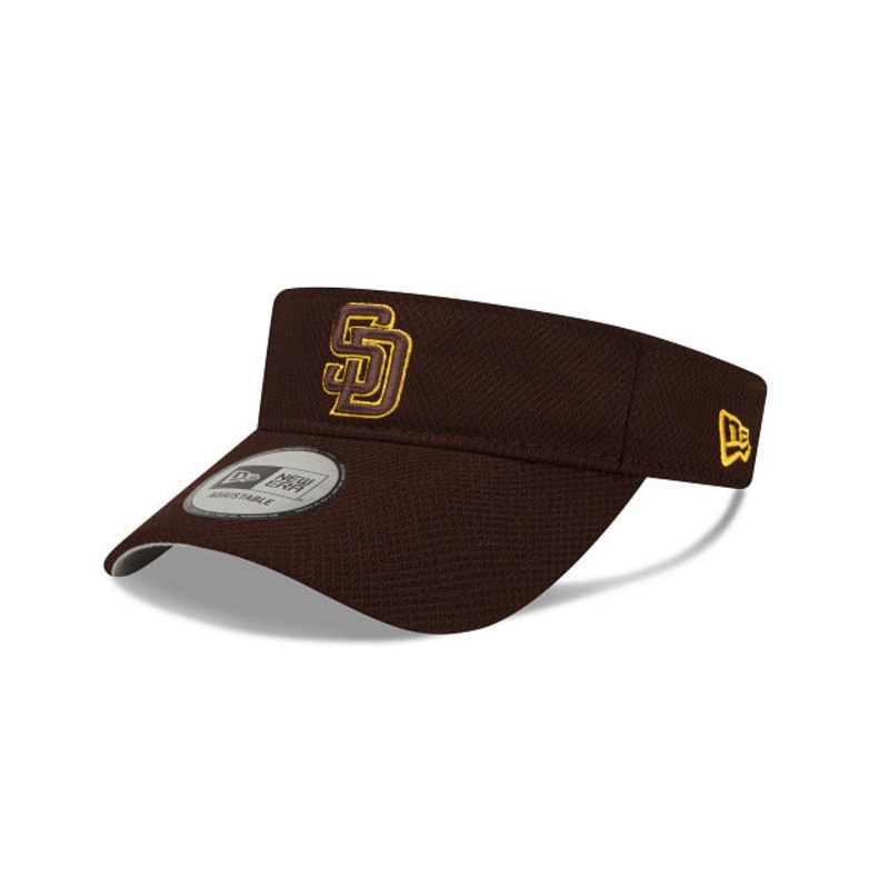 San Diego Padres New Era MLB Adjustable Visor Dark Brown Crown/Visor Dark Brown/Yellow Logo (2022 Batting Practice)
