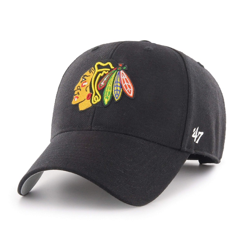 Chicago Blackhawks ’47 NHL MVP Adjustable Cap Hat Black Crown/Visor Team Color Logo