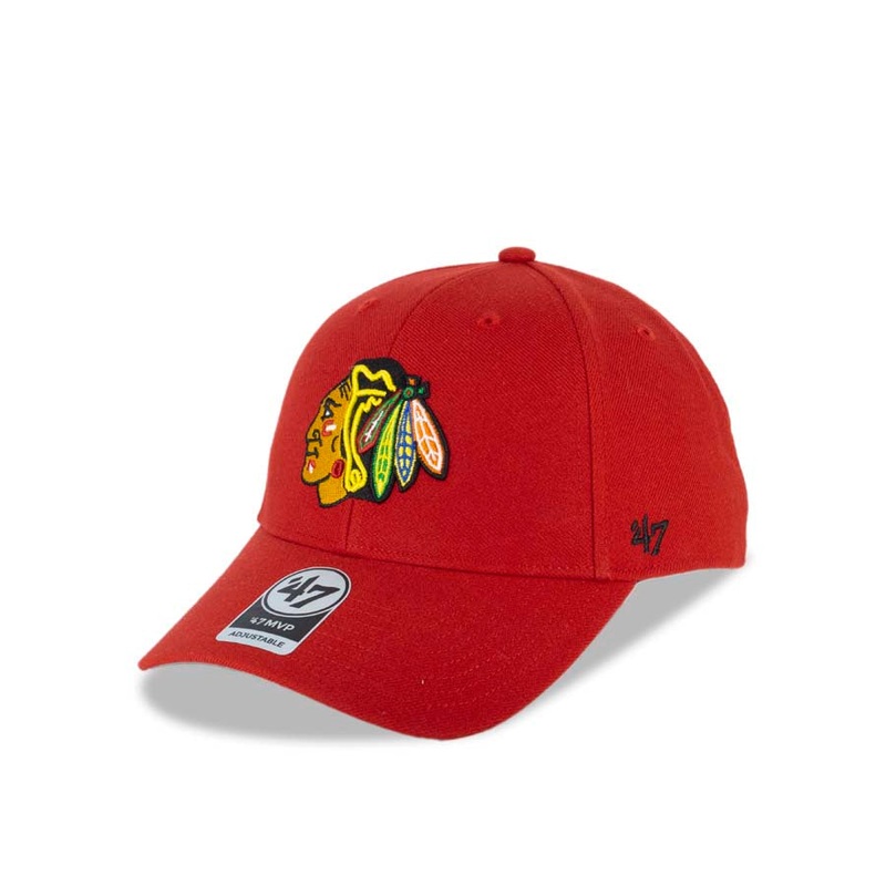 Chicago Blackhawks ’47 NHL MVP Adjustable Cap Hat Red Crown/Visor Team Color Logo
