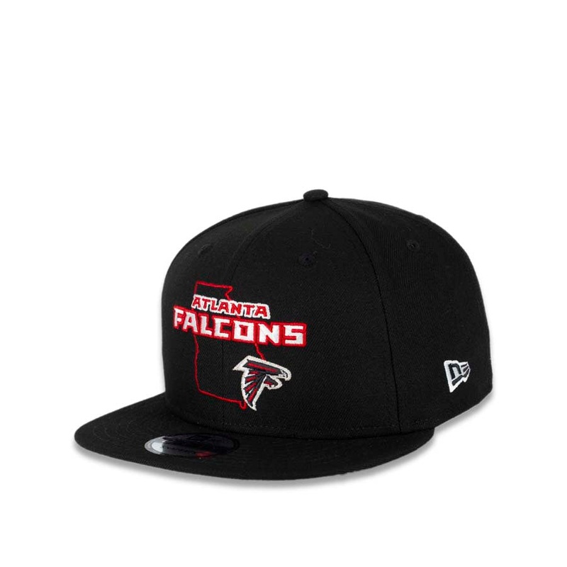 Atlanta Falcons New Era NFL 9FIFTY 950 Snapback Cap Hat Black Crown/Visor Black/Red Logo with State Map (Logo State)